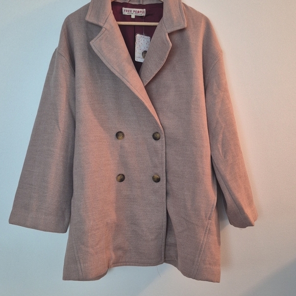 NWT Free People Hannah Slouchy Blazer Jacket Double Breasted Oversized Large - Picture 3 of 9